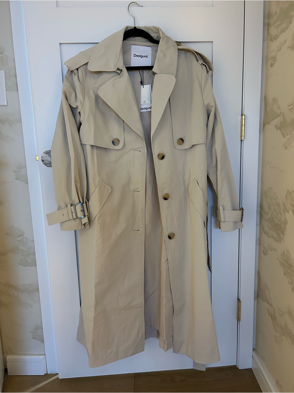 Desigual Beige Pleated Trench Coat